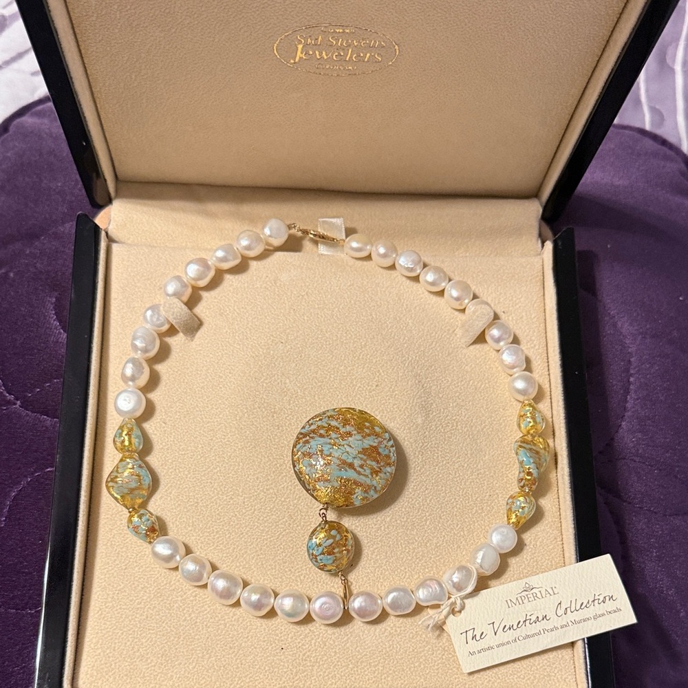 Gold and White Pearl Necklace